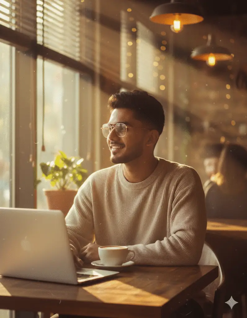 aesthetic cafe mood shot, lifestyle reel
