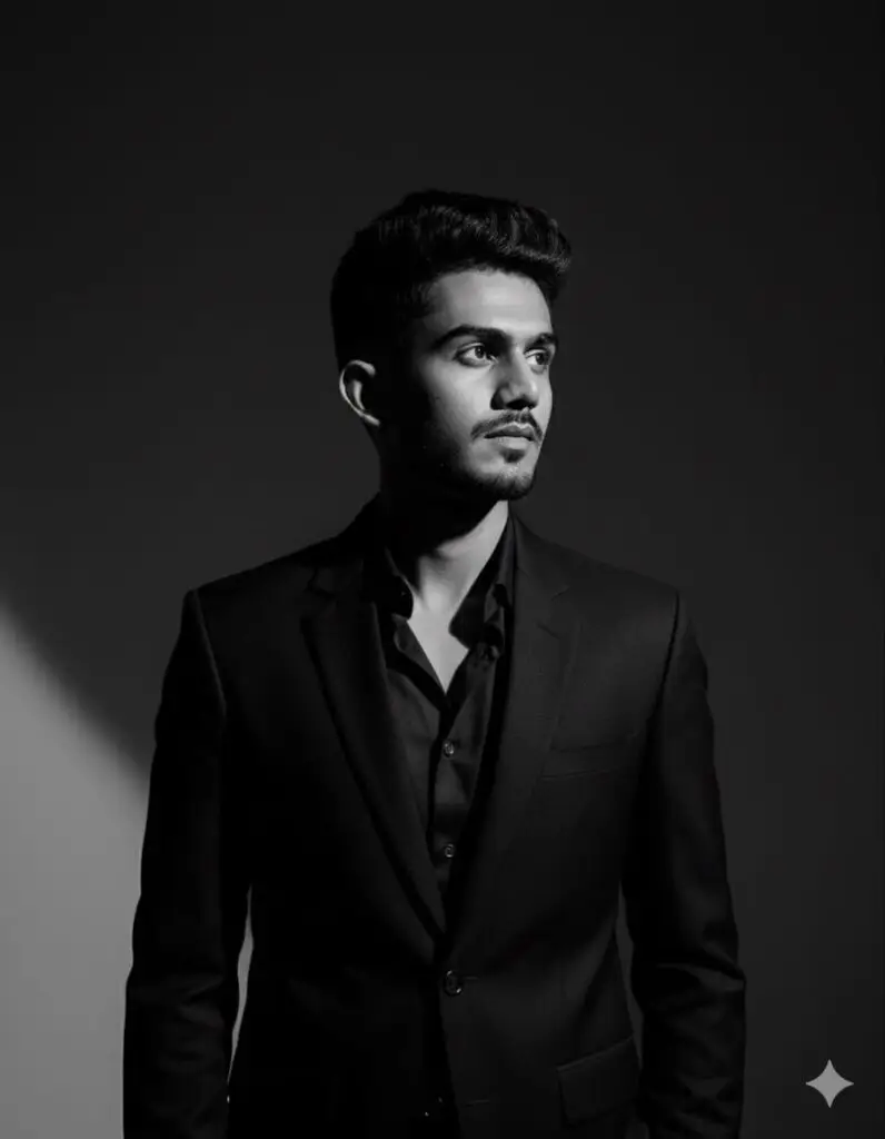 cinematic noir studio portrait