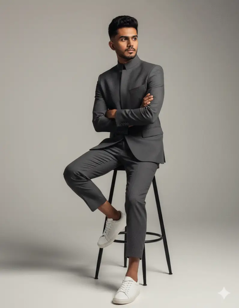 modern editorial suit portrait