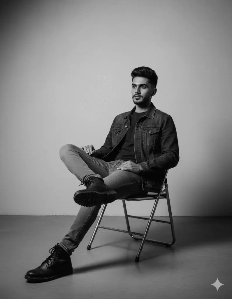 moody b&w studio portrait