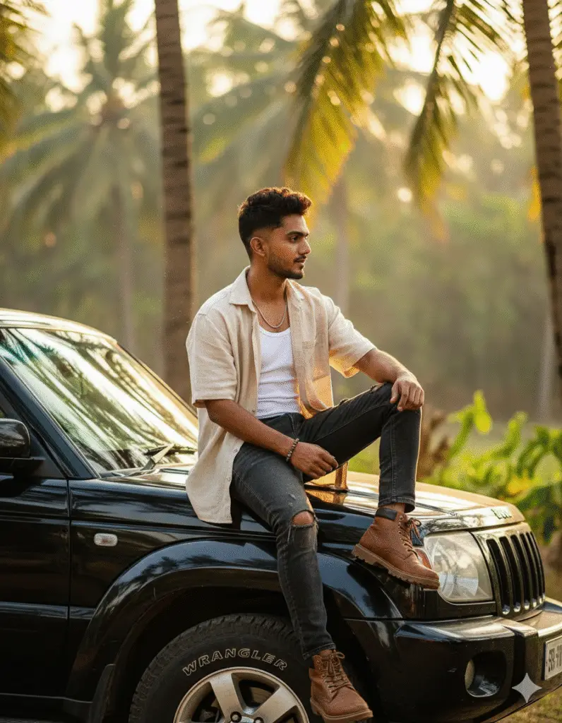 tropical suv rooftop portrait