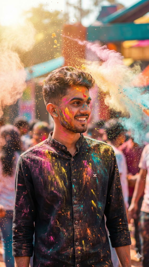 Holi Prompt Boy (2025) – Cinematic Gemini AI Holi Photo Prompt for Boys holi prompt boy (2025)