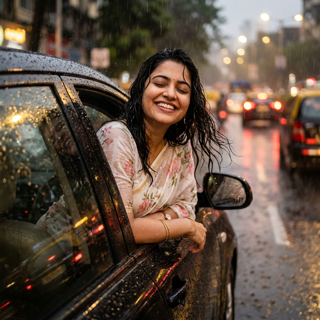 Viral Car Window Rain Photo Editing Prompt (Upload Your Photo)