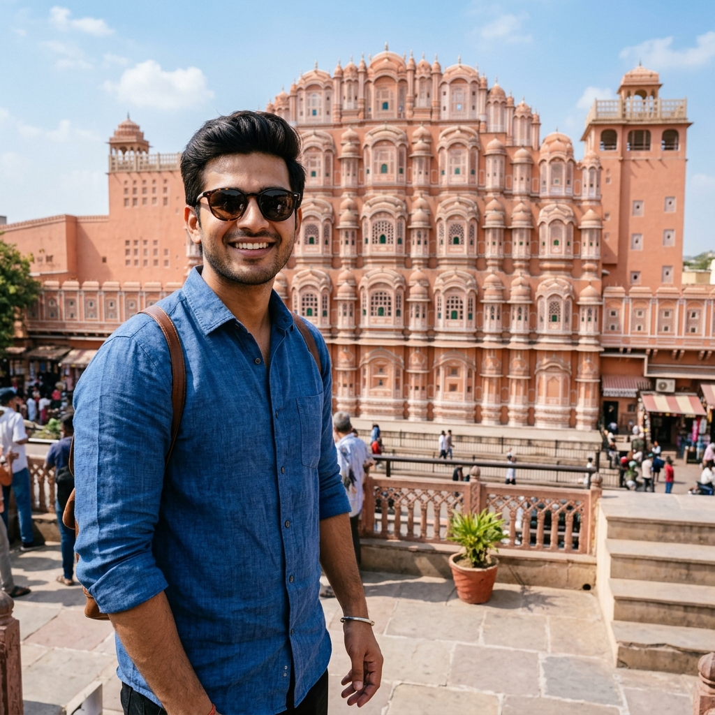 Jaipur Hawa Mahal Photo Editing Prompt (Upload Your Photo)