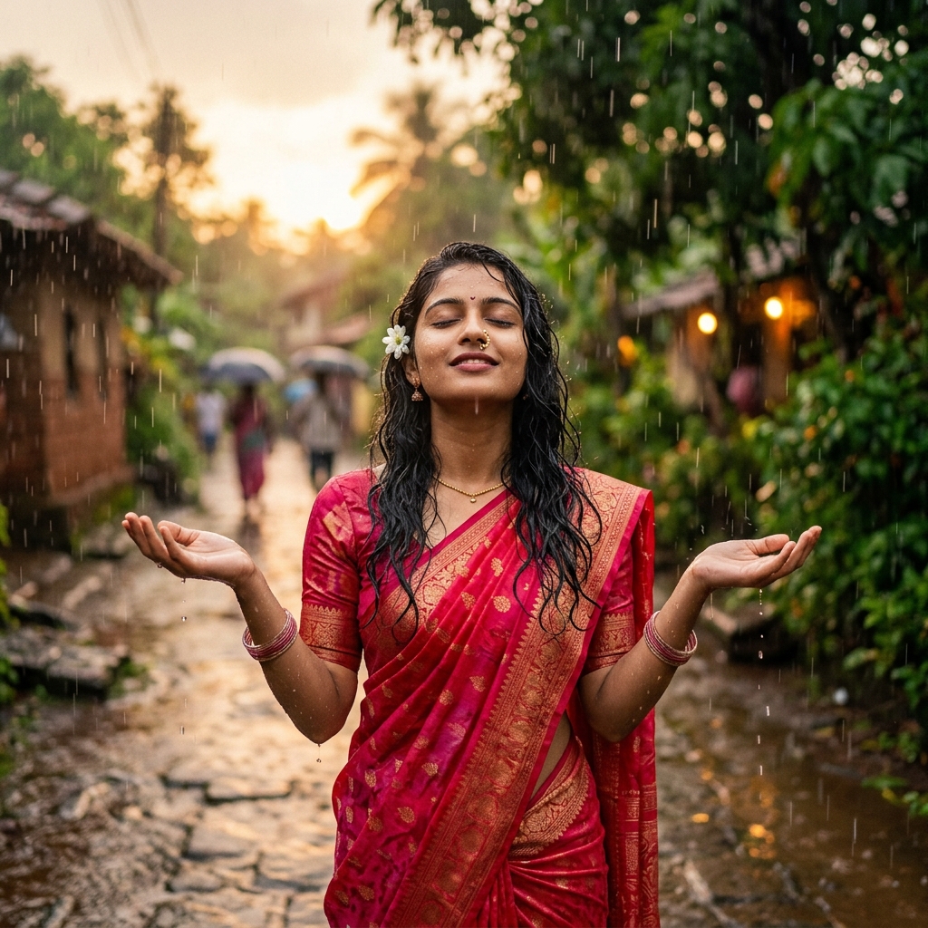 Best AI Monsoon Saree Photo Editing Prompt (Upload Your Photo)