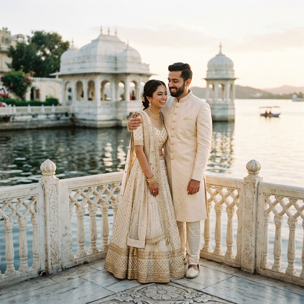 Royal Udaipur Couple Photo Editing Prompt