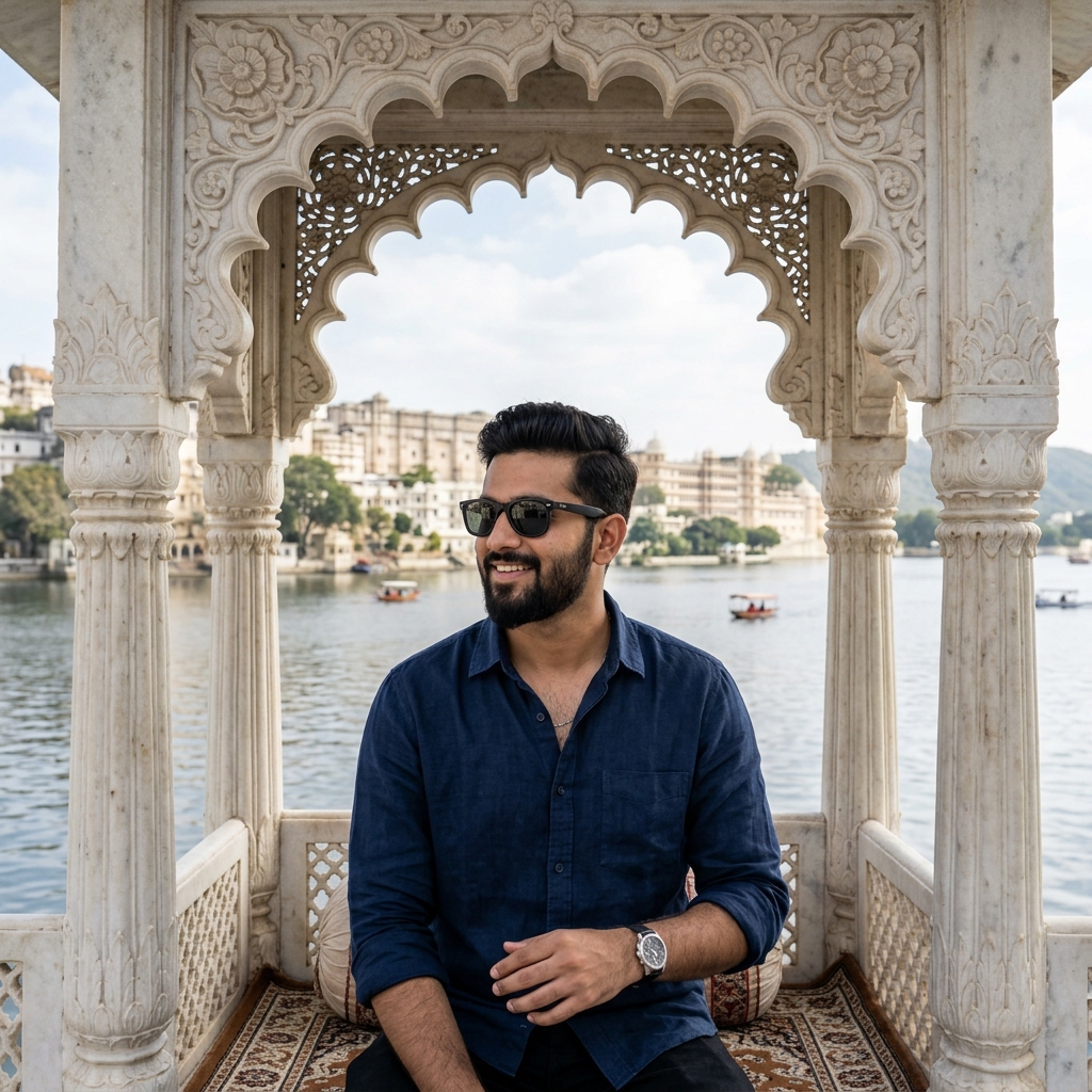 Royal Udaipur Palace Archway Prompt For Gemini AI