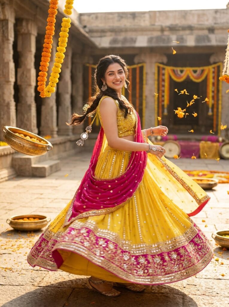 The Festive Yellow Lehenga Twirl - Trending Girls Prompt for ChatGPT
