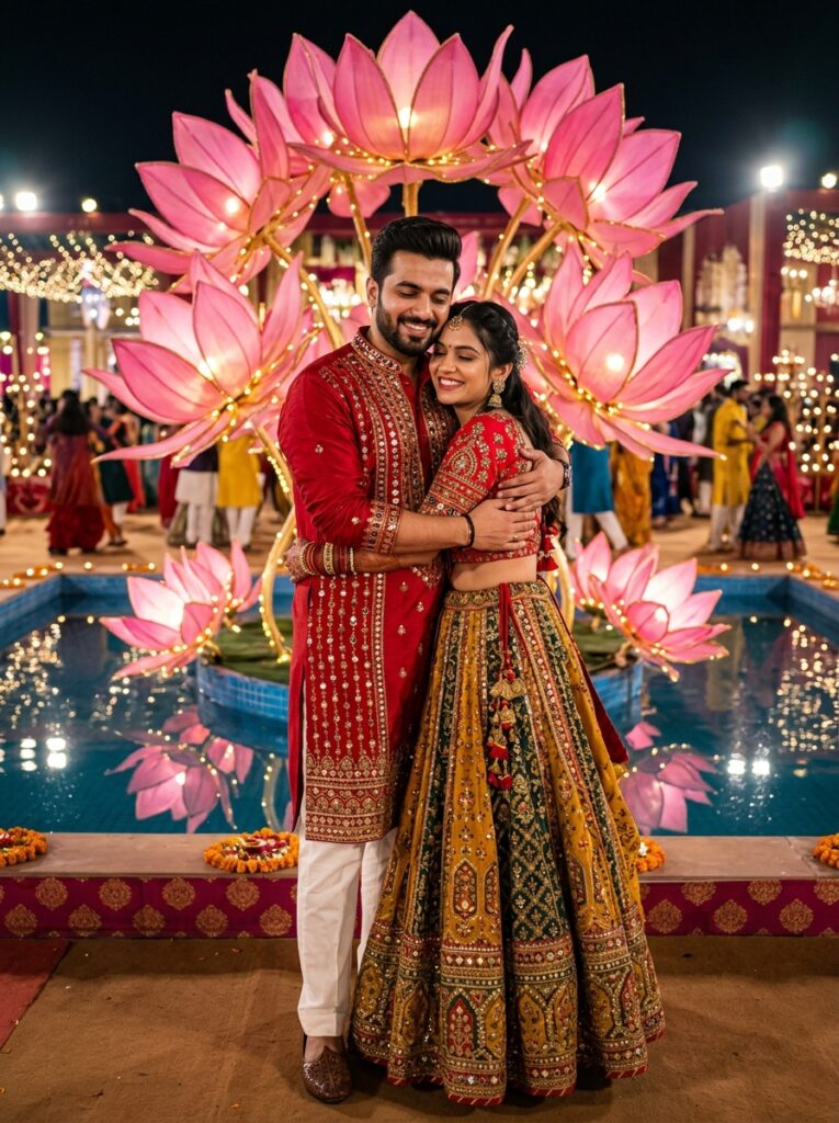 Navratri Couple Prompt: The Festive Decor Portrait